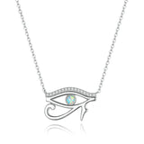 925 Sterling Silver Horus Eye Crystal Necklace Silver Protection Pendant Necklace for Women Girls Fine Jewelry