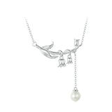 925 Sterling Silver Lily of the Valley Pendant Necklace Shell Pearl Flower Neck Chain for Women Party Fine Jewelry