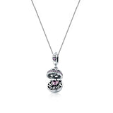 925 Sterling Silver Love Gift Box Dangle Ball Pendant Necklace Pink Heart Zircon Neck Chain for Women Fine Jewelry