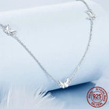 925 Sterling Silver Mini Butterfly Necklace Dainty Neck Chain Pave Setting CZ for Women Wedding Engagement Fine Jewelry