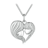 925 Sterling Silver Mother and Daughter Heart Shape Pendant Necklace for Women Birthday Mother's Day Gift Fine Jewelry