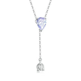 925 Sterling Silver Purple Zircon Lily of the Valley Pendant Necklace Elegent Neck Chain for Women Fine Jewelry