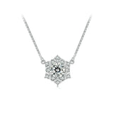 925 Sterling Silver Snowflake Pendant Necklace Shiny Zircon Neck Chain for Women Engagement Gift Fine Jewelry