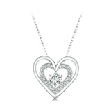 925 Sterling Silver Sparkling Double Heart Pendant Necklace Dancing Heart Neck Chain for Women Valentine's Day Gift