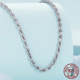 925 Sterling Silver Twisted Silver Necklace Simple Chain Link for Women Platinum Plated Fine Jewelry Gift