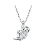 925 Sterling Silver Vivid Sloth Pendant Necklace Animal Neck Chain for Women Birthday Gift Fine Jewelry