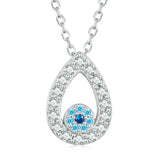 925 Sterling Silver Water-drop Shape Blue Zircon Devil's Eye Pendant Necklace for Women Classic Neck Chain Jewelry