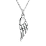 Authentic 925 Sterling Silver Angel Wing Pendant Necklace for Women Birthday Gift Simple Chic Jewelry