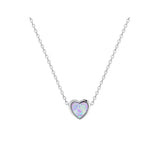 Genuine 925 Sterling Silver Opal Heart Pendant Necklace for Women Fine Jewelry Anniversary Gift