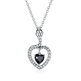 925 Sterling Silver Mysterious Creative Snake Necklace Heart Black Gem Pendant Necklace for Women Party Fine Jewelry