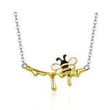 Authentic 925 Sterling Silver Enamel Lovely Honey Bee Necklace for Women Chain Link Necklaces Silver 925 Jewelry