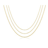 Authentic Gold Color 925 Sterling Silver Basic Cable Chain Necklace Pendant for Women Long Chain Fashion Jewelry