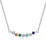 Colorful Rainbow 925 Sterling Silver Necklace Twinkle Shiny Zircon Attractive Cute Necklace for Women Jewelry Girl