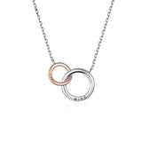 Double Circle Chain Necklace for Women Rose Gold Color 925 Sterling Silver Miss & Love Wedding Fine Jewelry