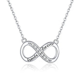 Infinity Love Family Forever Short Chain Necklace for Women Clear CZ 925 Sterling Silver Fashion Jewelry