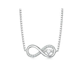 Infinity Love Family Forever Short Chain Necklace for Women Clear CZ 925 Sterling Silver Fashion Jewlery