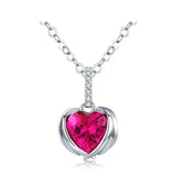 Red Heart Guardian Wing Pendant Necklaces for Women AAA Cubic Zirconia Chain Link 925 Sterling Silver Jewelry