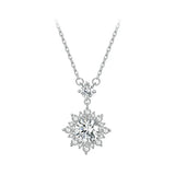 Moissanite Halo Necklace for Women, 1 Carat Lab Grown Diamond 925 Sterling Silver Chain Necklace