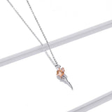 Sterling Silver 925 Graceful Rose Pendant Necklace for Women Chain Necklaces Plated platinum Jewelry