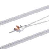 Sterling Silver 925 Graceful Rose Pendant Necklace for Women Chain Necklaces Plated platinum Jewelry