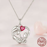 925 Sterling Silver Mother and Child Pendant Necklace for Women Mother's Day Birthday Fine Jewelry Gift