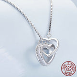 925 Sterling Silver Double Heart Pendant Necklace Clavicle Chain Link for Women Party Jewelry Valentine's Day Gift