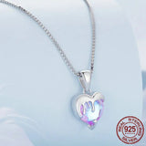 925 Solid Sterling Silver Pink Melted Heart Pendant Necklace for Women Platinum Plated Valentine's Day Gift