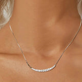 925 Sterling Silver Classic Moon Necklace, White Gold Plated Delicate Smile Hypoallergenic Jewelry Gift for Women