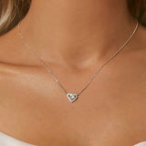 925 Sterling Silver Heart Moissanite Pendant Necklace 0.5CT D Color Brilliant Round Cut Lab Created Diamond for Women