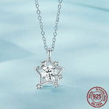 925 Sterling Silver Shiny Star Pendant Necklace Pave Setting CZ for Women Birthday Gift Fashion Fine Jewelry Gift