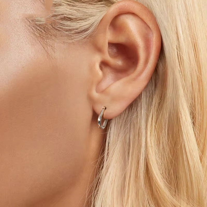 925 Sterling Silver Small Square Earrings, Classic French Lightweight Earring for Women Party Wedding Jewelry