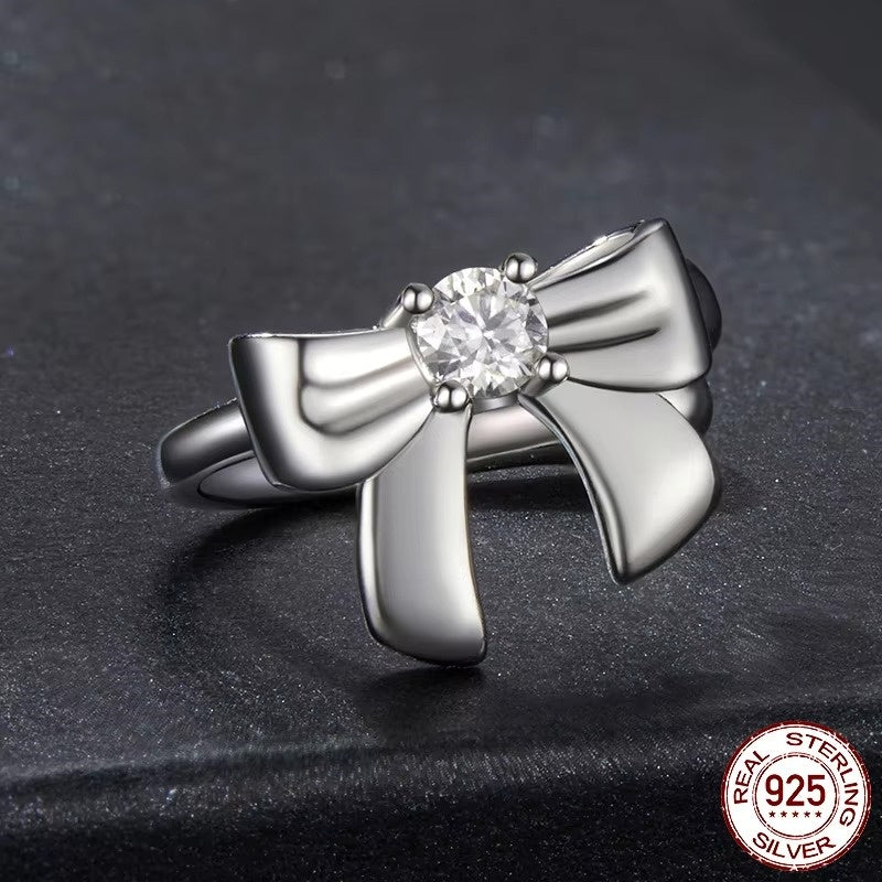 Mono White Gold Plated Bowknot Moissanite Ear Cuff 925 Sterling Silver Ear Clip Bow Moissanite Earrings for Women
