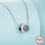 925 Sterling Silver Blue Crystal Evil Eye Necklace Lucky Eye Neck Chain for Women Birthday Gift Fine Jewelry