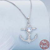 925 Sterling Silver Anchor Pendant Necklace Shiny Sun Neck Chain for Women Birthday Gift Original Design Fine Jewelry