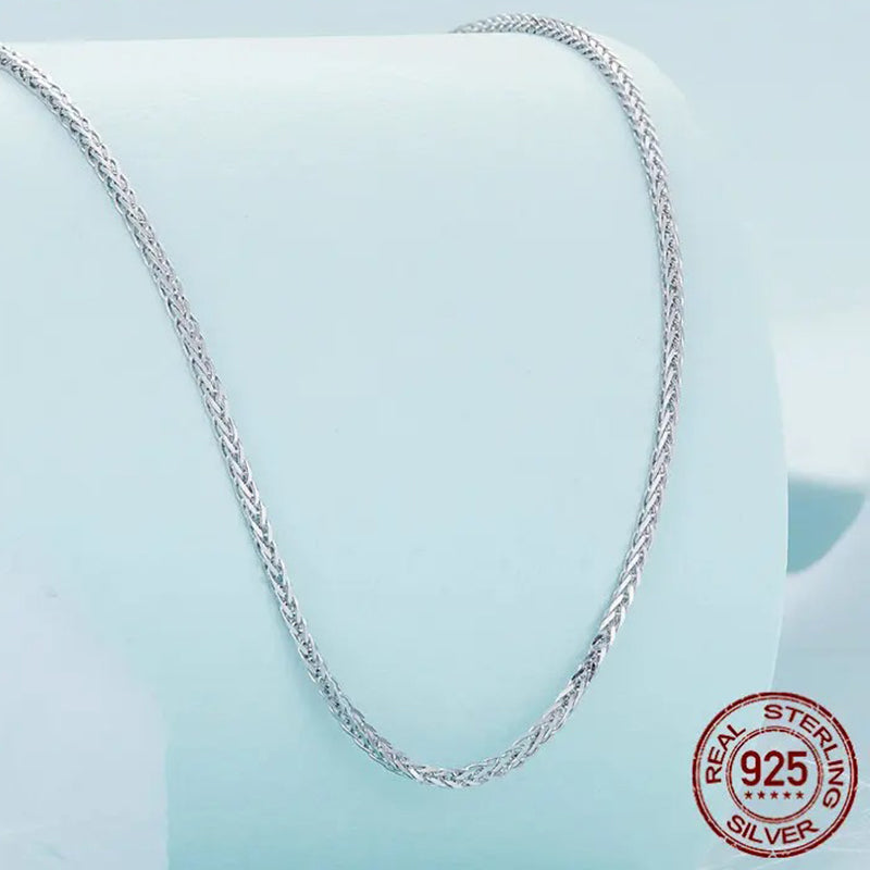 925 Sterling Silver Basic Chopin Necklace Simple Style Chain Link for Women Platinum Plated Fine Jewelry