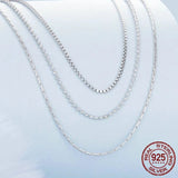 925 Sterling Silver Chic Triple Layer Necklace Box Bead Neck Chain for Women Platinum Plated Original Design Fine Jewelry