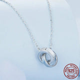 925 Sterling Silver Double Circle Interlock Pendant Necklace Double Ring Collarbone Neck Chain for Women Jewelry