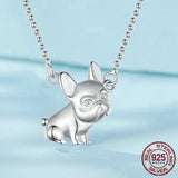 925 Sterling Silver French Bulldog Pendant Necklace Cute Dog Neck Chain for Women Party Fine Jewelry Gift