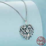 925 Sterling Silver Guardian Wings Pendant Necklace Platinum Plated Feather Neck Chain for Wowen Party Fine Jewelry