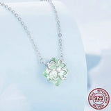 925 Sterling Silver Light Green Four-leaf Clover Pendant Necklace Lucky Neck Chain for Women Trendy Fine Jewelry