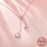 925 Sterling Silver Love Pendant Y Shape Necklace Double Heart Neck Chain for Women Valentine's Day Fine Jewelry Gift