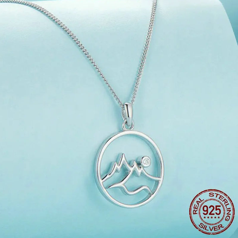 925 Sterling Silver Mountain Necklace Geometric Wave Neck Chain for Women Party Fine Jewelry Gift