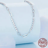 925 Sterling Silver Shining Zircon Necklace O-chain Splice Link for Women Birthday Engagement Gift Fine Jewelry