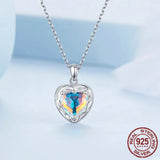 925 Sterling Silver Sparkling Heart Pendant Necklace for Women Simple Silver Necklace Engagement Fine Jewelry