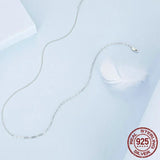 925 Sterling Silver White Gold Plated Simple Splicing Necklace Stacked Box Chain Link for Women Daily Wearing Jewelry