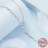 925 Sterling Silver Y-Shaped Pendant Necklace Shiny Waterdrop Long Chain Necklace for Women Engagement Wedding Gift