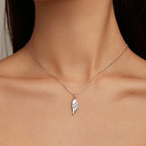 Authentic 925 Sterling Silver Angel Wing Pendant Necklace for Women Birthday Gift Simple Chic Jewelry