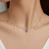 Authentic 925 Sterling Silver Colorful Guardian Eye Necklace Multiple Devil Eyes Neck Chain for Women Fine Jewelry