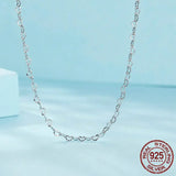 Real 925 Sterling Silver Trendy Heart-Shaped Basic Chain Link Lobster Clasp Adjustable Necklace for Women