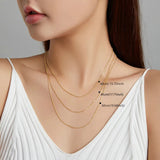 Authentic Gold Color 925 Sterling Silver Basic Cable Chain Necklace Pendant for Women Long Chain Fashion Jewelry